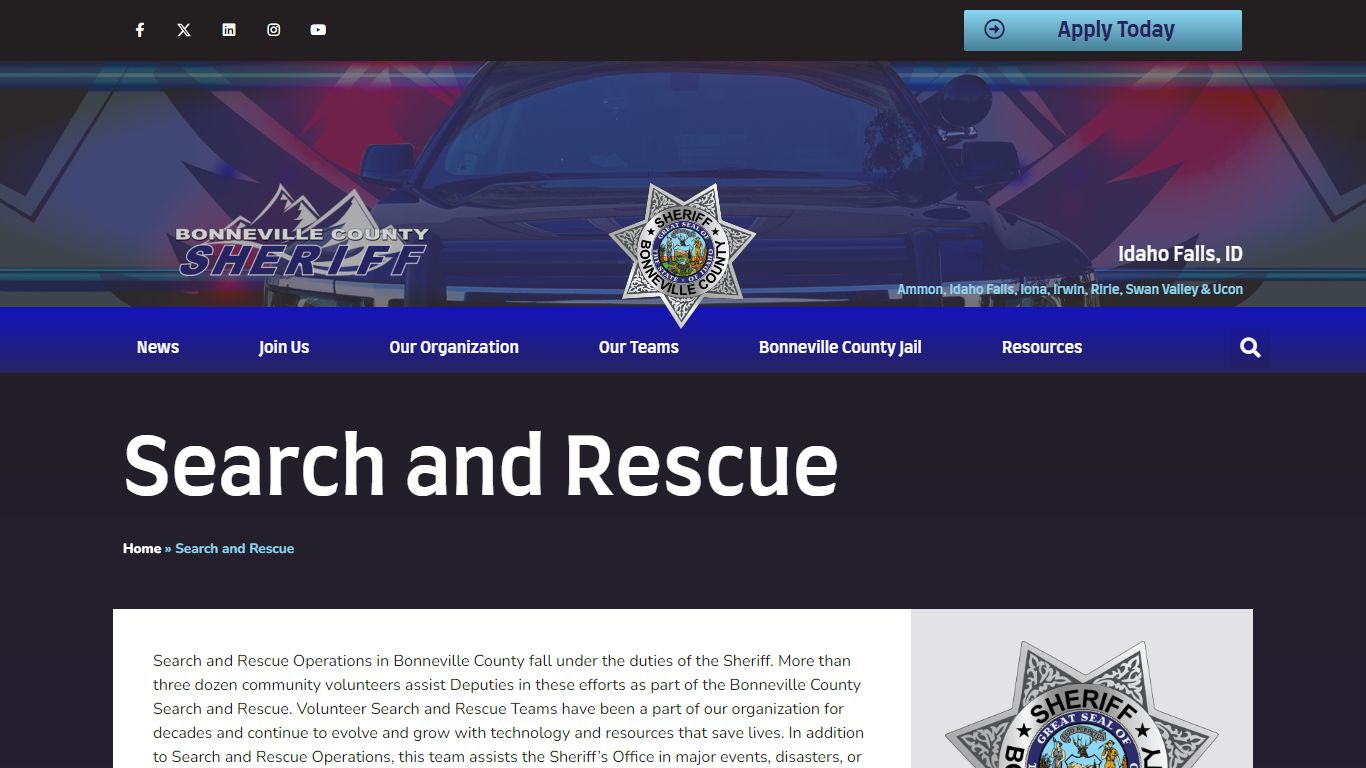 Search and Rescue - Bonneville County Sheriff