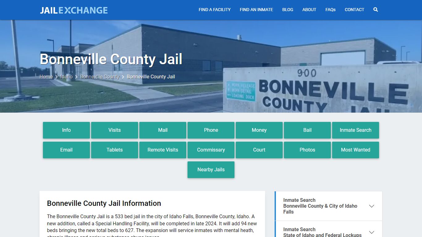 Bonneville County Jail, ID Inmate Search, Information