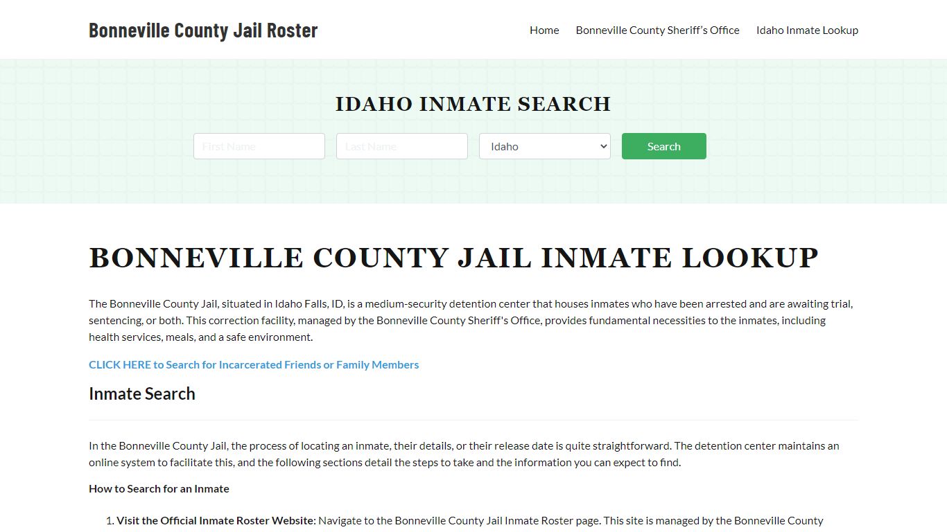 Bonneville County Jail Roster Lookup, ID, Inmate Search